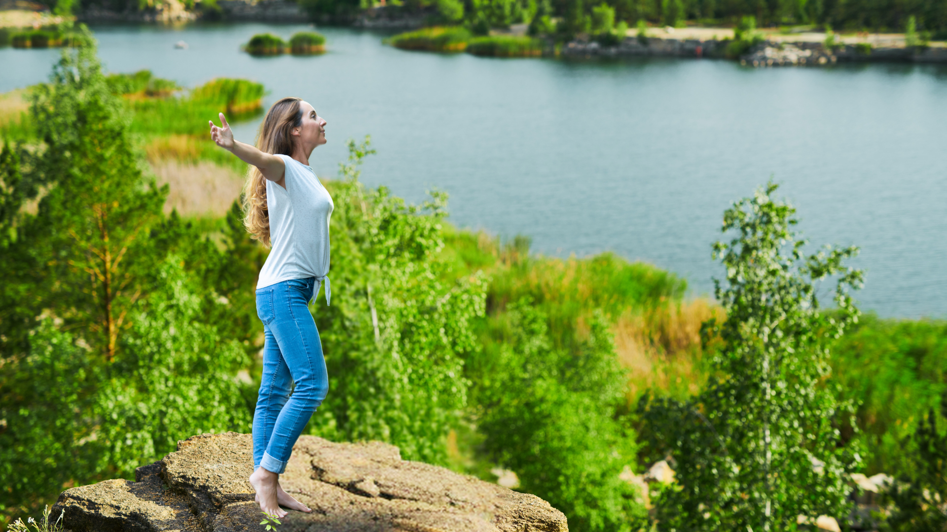 Breathing techniques by the lake